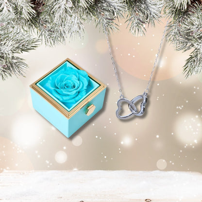 Czuły Prezent - Pudełko z wieczną różą i spersonalizowany naszyjnik