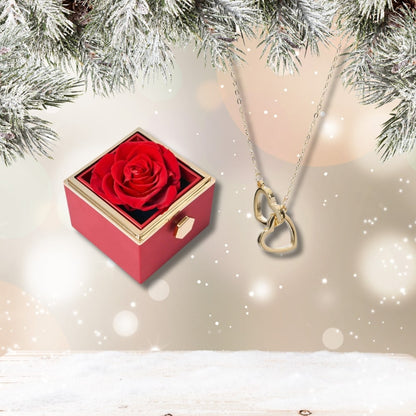 Czuły Prezent - Pudełko z wieczną różą i spersonalizowany naszyjnik