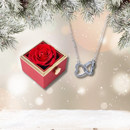 Czuły Prezent - Pudełko z wieczną różą i spersonalizowany naszyjnik